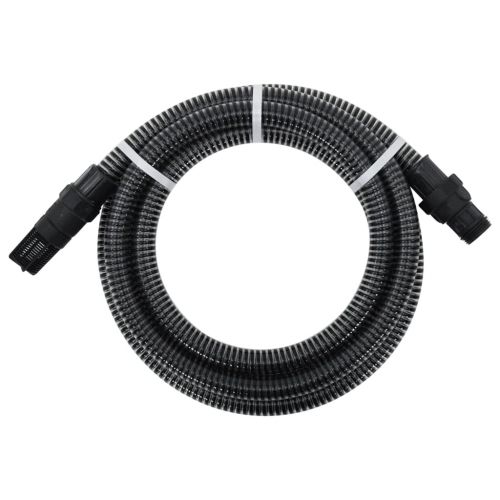 vidaXL Wąż ssący ze złączami z PVC, 7 m, 22 mm, czarny