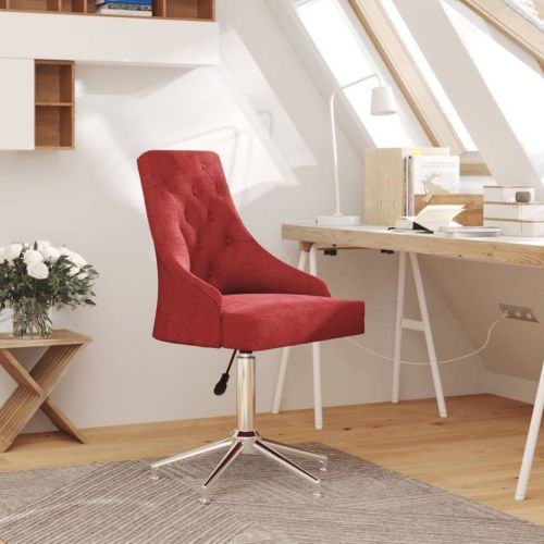 vidaXL Obrotowe krzesło biurowe, winna czerwień, tapicerowane tkaniną