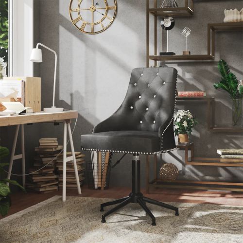 vidaXL Obrotowe krzesło biurowe, ciemnoszare, tapicerowane aksamitem