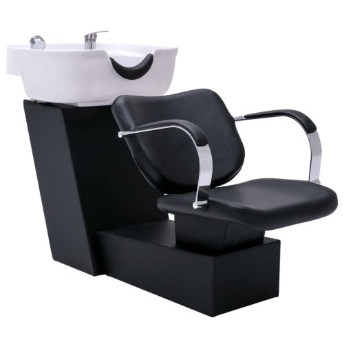 vidaXL Myjnia fryzjerska, fotel z umywalką, czarno-biała, 137x59x82 cm
