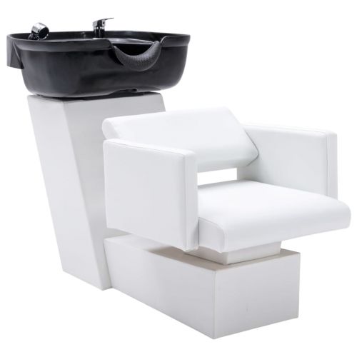 vidaXL Myjnia fryzjerska, fotel z umywalką, biało-czarna, 129x59x82 cm