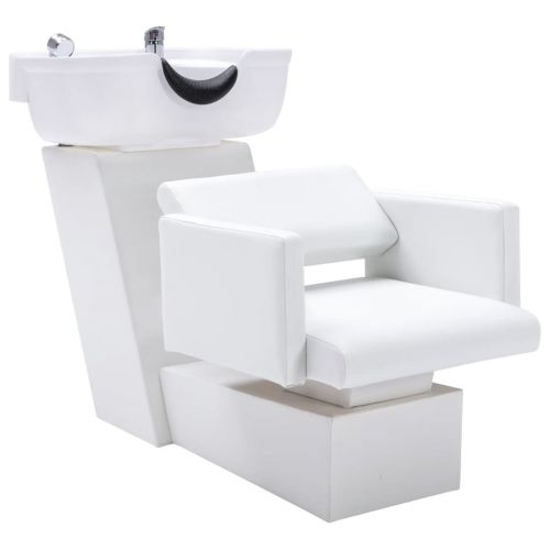 vidaXL Myjnia fryzjerska, fotel z umywalką, biała, 129x59x82 cm