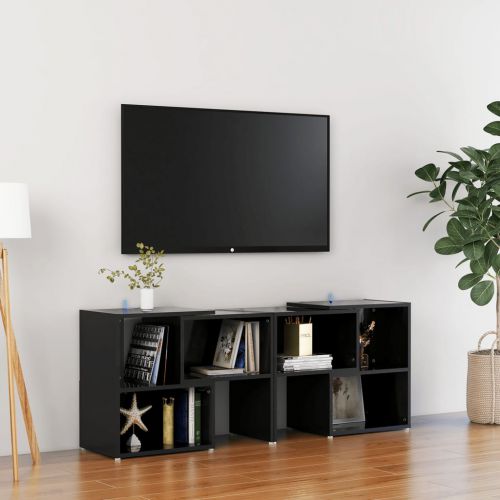 vidaXL Szafka pod telewizor, czarna, wysoki połysk, 104x30x52 cm