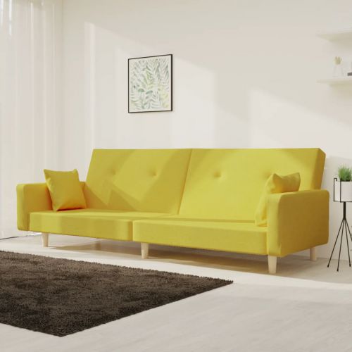 vidaXL 2-osobowa kanapa, 2 poduszki, zielona, tapicerowana tkaniną