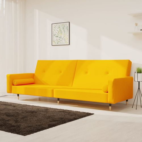 vidaXL 2-osobowa kanapa z 2 poduszkami, żółta, aksamitna
