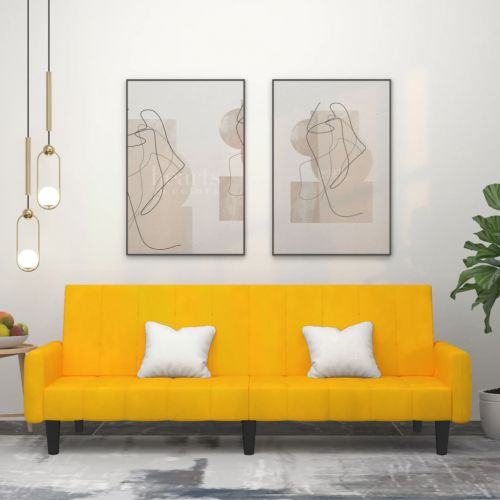 vidaXL 2-osobowa kanapa, żółta, tapicerowana aksamitem