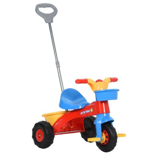 vidaXL Rowerek trójkołowy dla dzieci z drążkiem dla rodziców, kolorowy