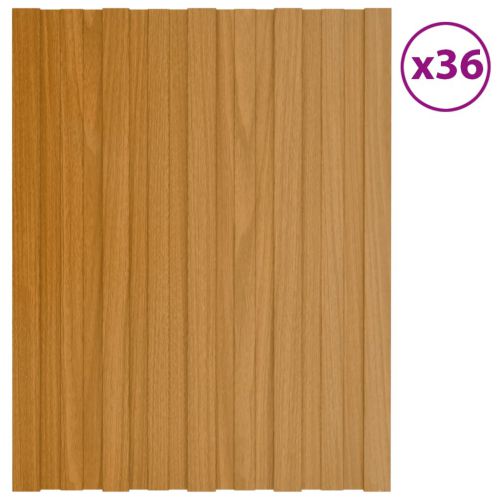 vidaXL Panele dachowe, 36 szt., stal, kolor jasnego drewna, 60x45 cm