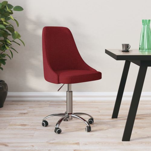 vidaXL Obrotowe krzesło biurowe, winna czerwień, tapicerowane tkaniną