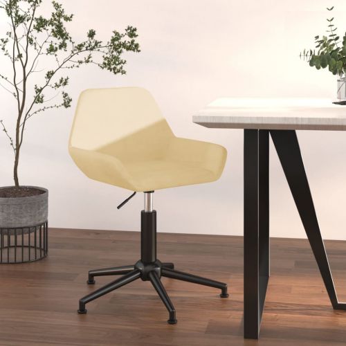 vidaXL Obrotowe krzesło biurowe, kremowe, obite aksamitem