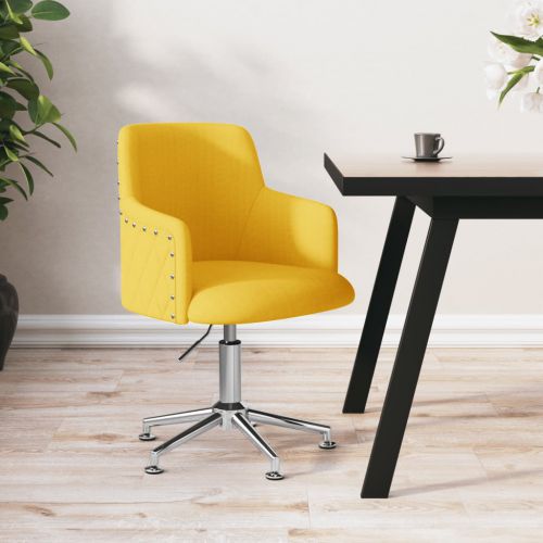 vidaXL Obrotowe krzesło biurowe, musztardowe, tapicerowane tkaniną