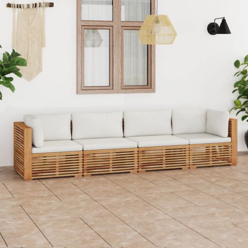 vidaXL 4-os. sofa ogrodowa z poduszkami, lite drewno tekowe