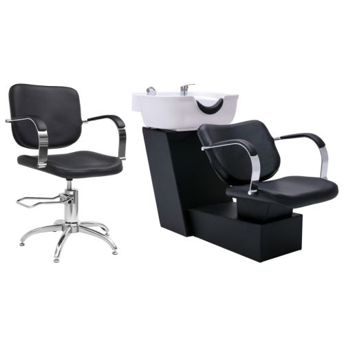 vidaXL Myjka i krzesło fryzjerskie, sztuczna skóra