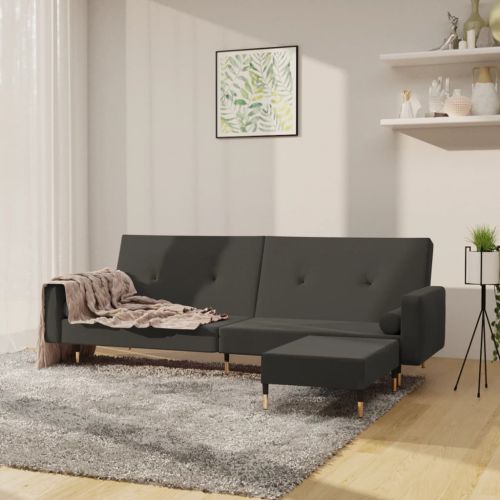 vidaXL 2-os. kanapa z podnóżkiem, ciemnoszara, tapicerowana aksamitem