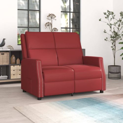 vidaXL 2-osobowy fotel rozkładany, winna czerwień, sztuczna skóra