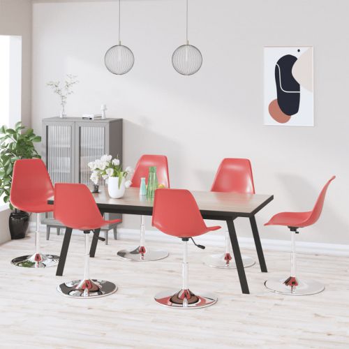 vidaXL Obrotowe krzesła stołowe, 6 szt., czerwone, PP