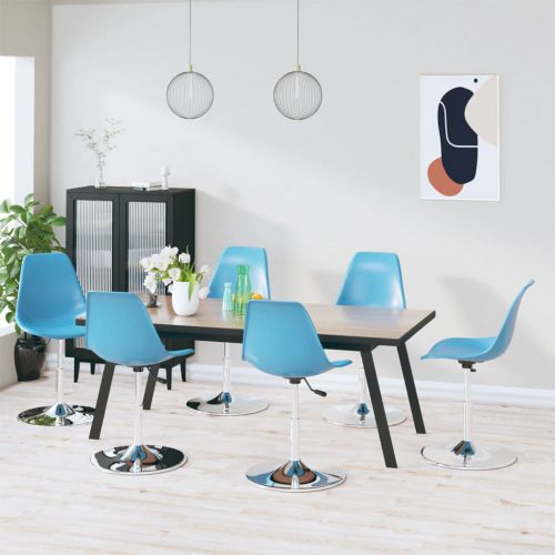 vidaXL Obrotowe krzesła stołowe, 6 szt., niebieskie, PP