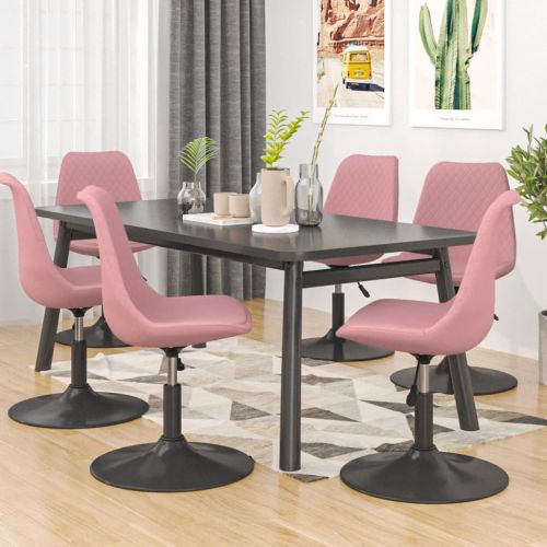 vidaXL Obrotowe krzesła stołowe, 6 szt., różowe, obite aksamitem
