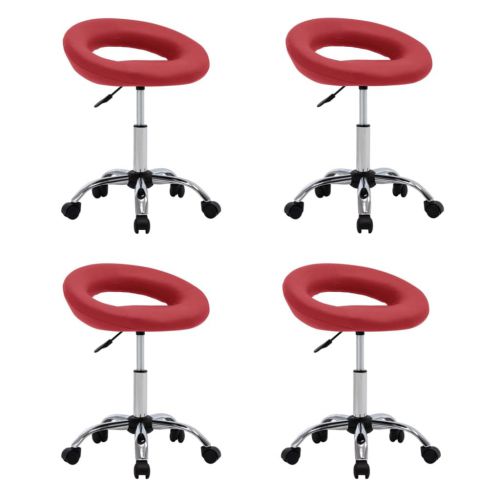 vidaXL Obrotowe krzesła stołowe, 4 szt, winna czerwień, sztuczna skóra