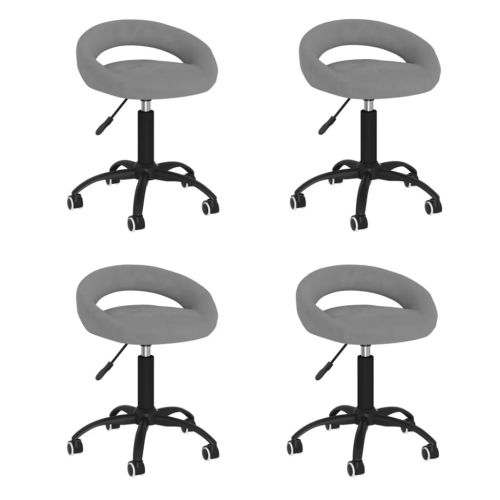 vidaXL Obrotowe krzesła stołowe, 4 szt., szare, obite aksamitem