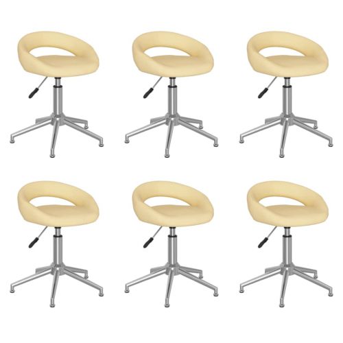 vidaXL Obrotowe krzesła stołowe, 6 szt., kremowe, obite sztuczną skórą