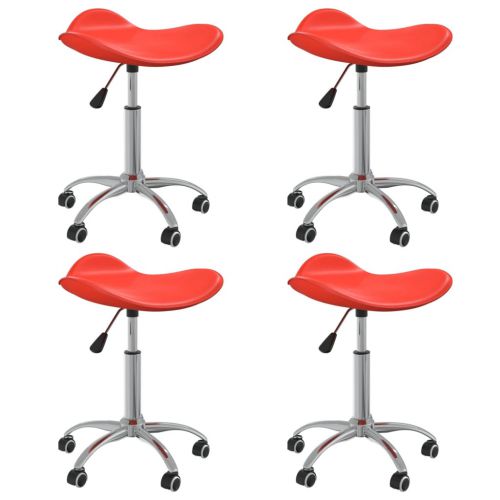 vidaXL Obrotowe krzesła stołowe, 4 szt., czerwone, sztuczna skóra