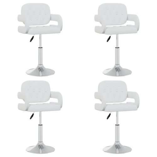 vidaXL Obrotowe krzesła stołowe, 4 szt., białe, sztuczna skóra