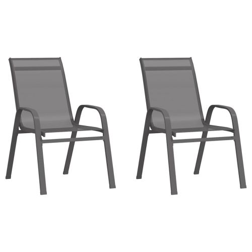 vidaXL Sztaplowane krzesła ogrodowe, 2 szt., szare, tworzywo textilene