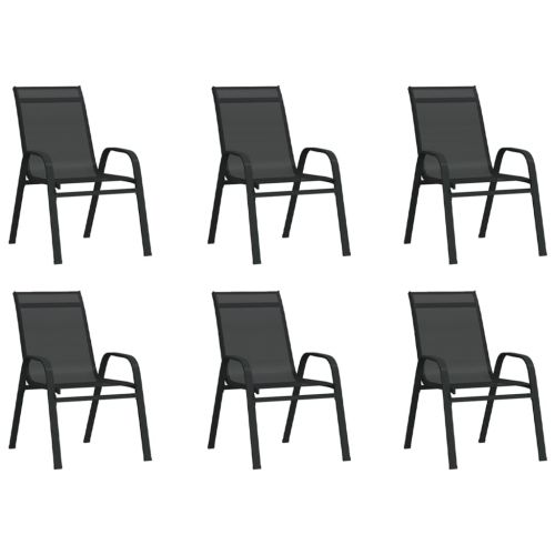 vidaXL Sztaplowane krzesła ogrodowe, 6 szt., czarne tworzywo textilene