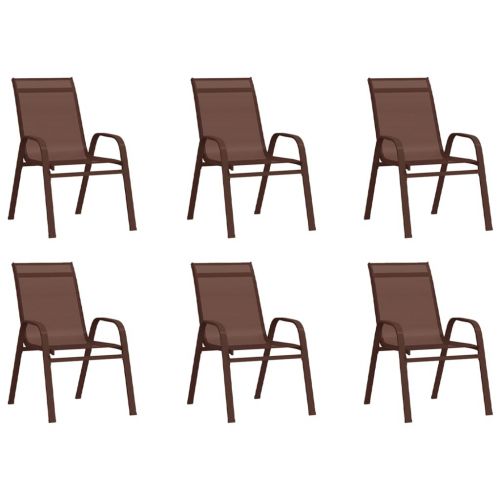 vidaXL Sztaplowane krzesła ogrodowe, 6 szt., brąz, tworzywo textilene