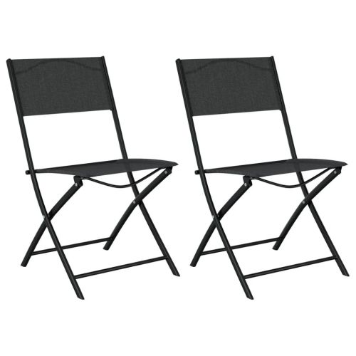 vidaXL Składane krzesła ogrodowe, 2 szt., czarne, stal i textilene