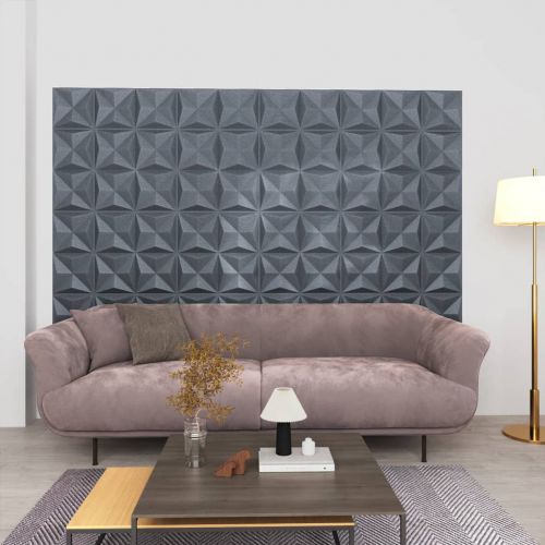 vidaXL Panele ścienne 3D, 48 szt., 50x50 cm, szarość origami, 12 m²