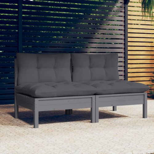 vidaXL 2-osobowa sofa ogrodowa z antracytowymi poduszkami, sosnowa