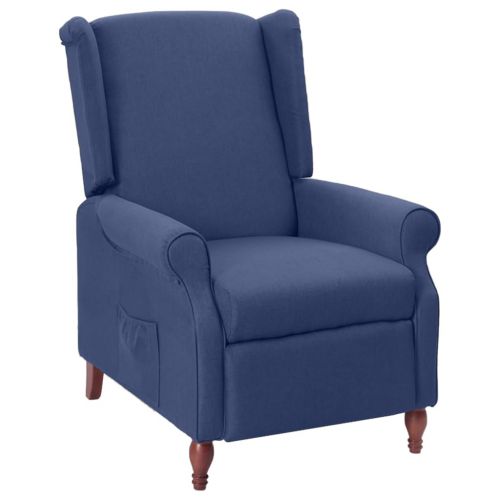 vidaXL Fotel rozkładany, niebieski, obity tkaniną