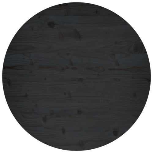 vidaXL Blat stołu, czarny, Ø80x2,5 cm, lite drewno sosnowe