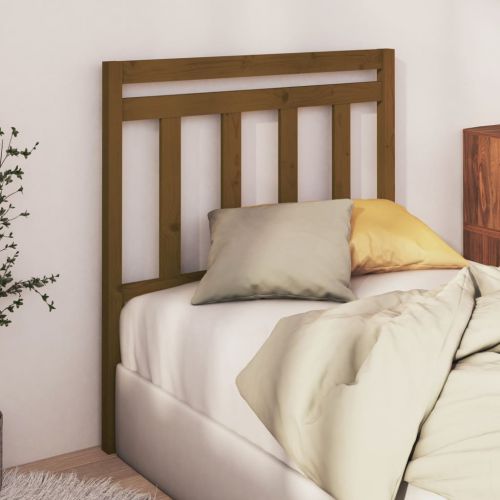 vidaXL Wezgłowie łóżka, brązowe, 106x4x100 cm, lite drewno sosnowe