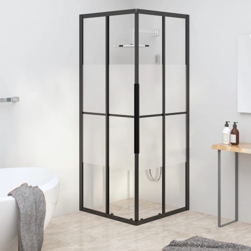 vidaXL Kabina prysznicowa, półmrożone szkło ESG, 80x80x180 cm, czarna