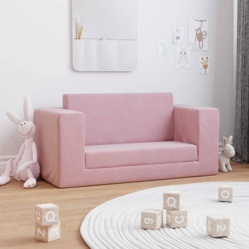 vidaXL 2-os. kanapa dla dzieci, różowa, miękki plusz