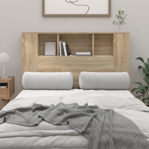 vidaXL Wezgłowie łóżka z półkami, dąb sonoma, 120x18,5x104,5 cm
