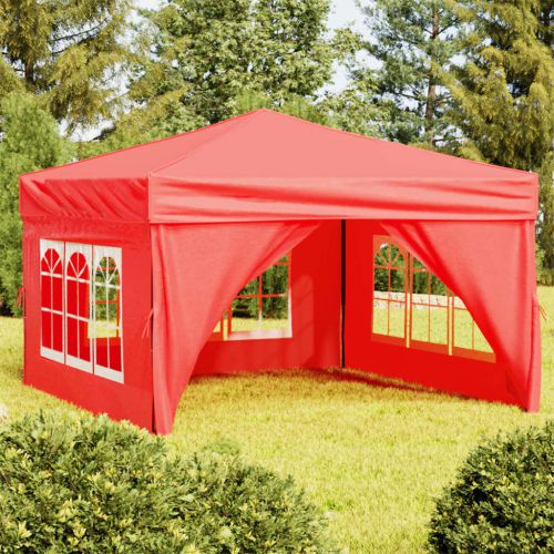 vidaXL Składany namiot imprezowy ze ściankami, czerwony, 3x3 m