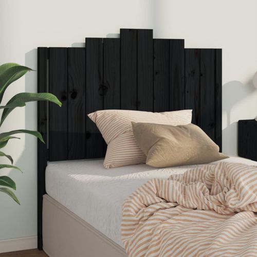 vidaXL Wezgłowie łóżka, czarne, 106x4x110 cm, lite drewno sosnowe