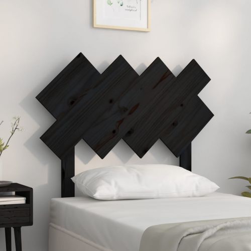 vidaXL Wezgłowie łóżka, czarne, 92x3x81 cm, lite drewno sosnowe