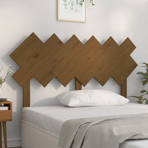 vidaXL Wezgłowie łóżka, miodowy brąz, 132x3x81 cm, lite drewno sosnowe