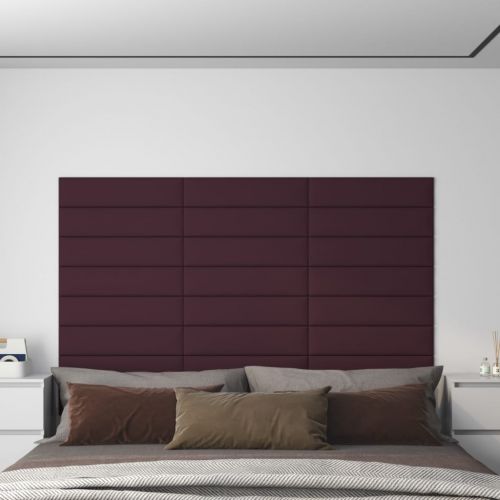 vidaXL Panele ścienne, 12 szt., fioletowe, 60x15 cm, tkanina, 1,08 m²