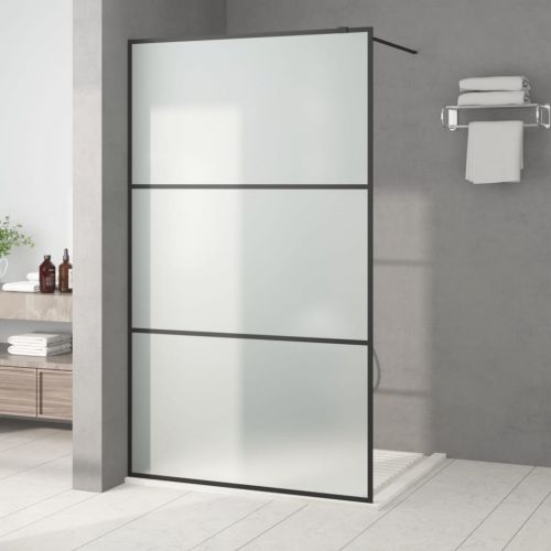 vidaXL Ścianka prysznicowa, czarna, 115x195 cm, mrożone szkło ESG