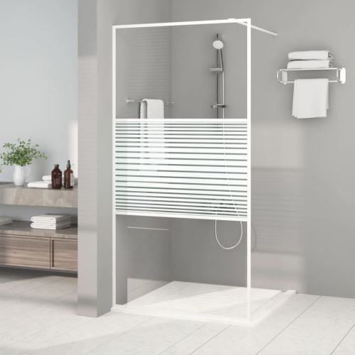 vidaXL Ścianka prysznicowa, biała, 100x195 cm przezroczyste szkło ESG