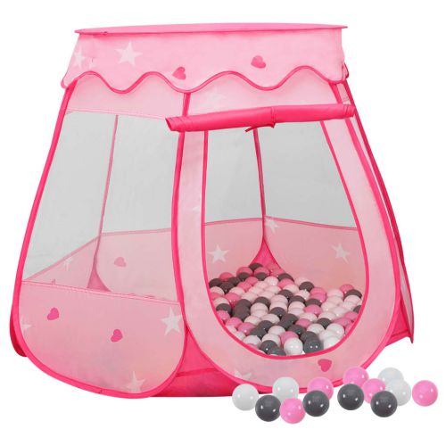 vidaXL Namiot do zabawy z 250 piłeczkami, różowy, 102x102x82 cm