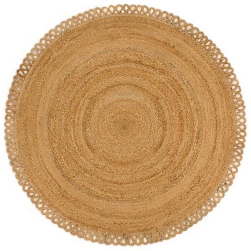 vidaXL Pleciony dywan z falistą krawędzią, 90 cm, jutowy, okrągły