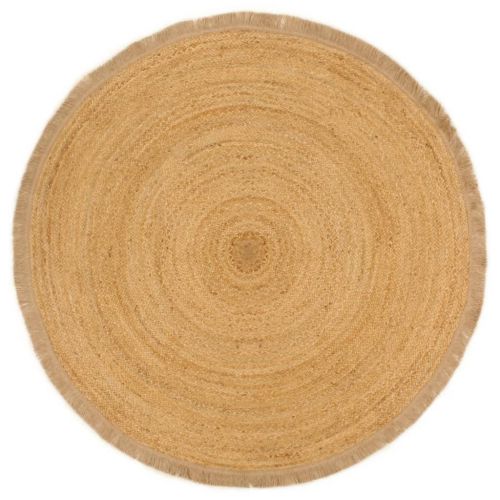 vidaXL Pleciony dywan z frędzlami, 90 cm, jutowy, okrągły