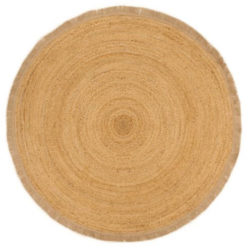 vidaXL Pleciony dywan z frędzlami, 120 cm, jutowy, okrągły